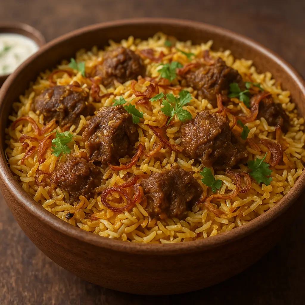 Delicious Goat Biryani at Mudpot South Indian Restaurant in Edmonton, AB